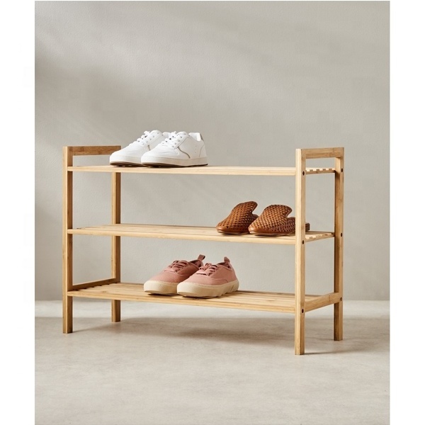 ZB BSCI Factory 3 layer Stackable Bamboo Shoe Rack Storage Rack For Home