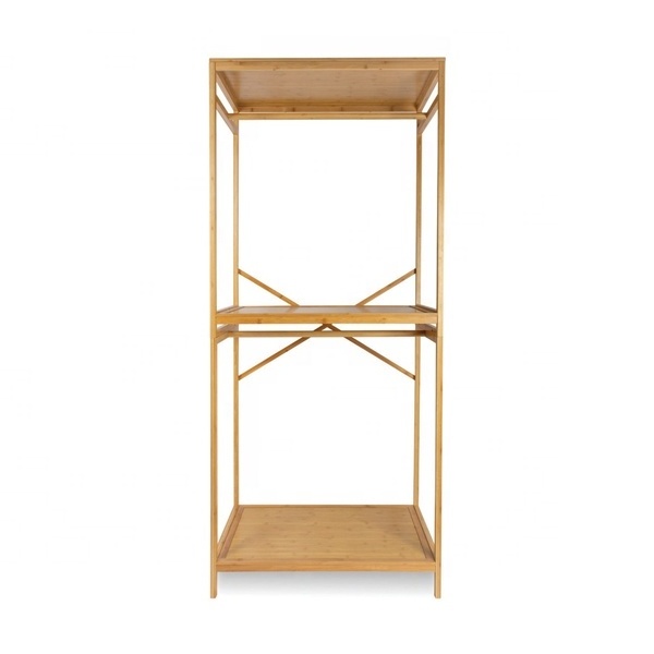 Daily Life Living Room Bamboo Clothes Coat Rack Garment Rack With Shelves And Clothes Rails_BSCI Factory