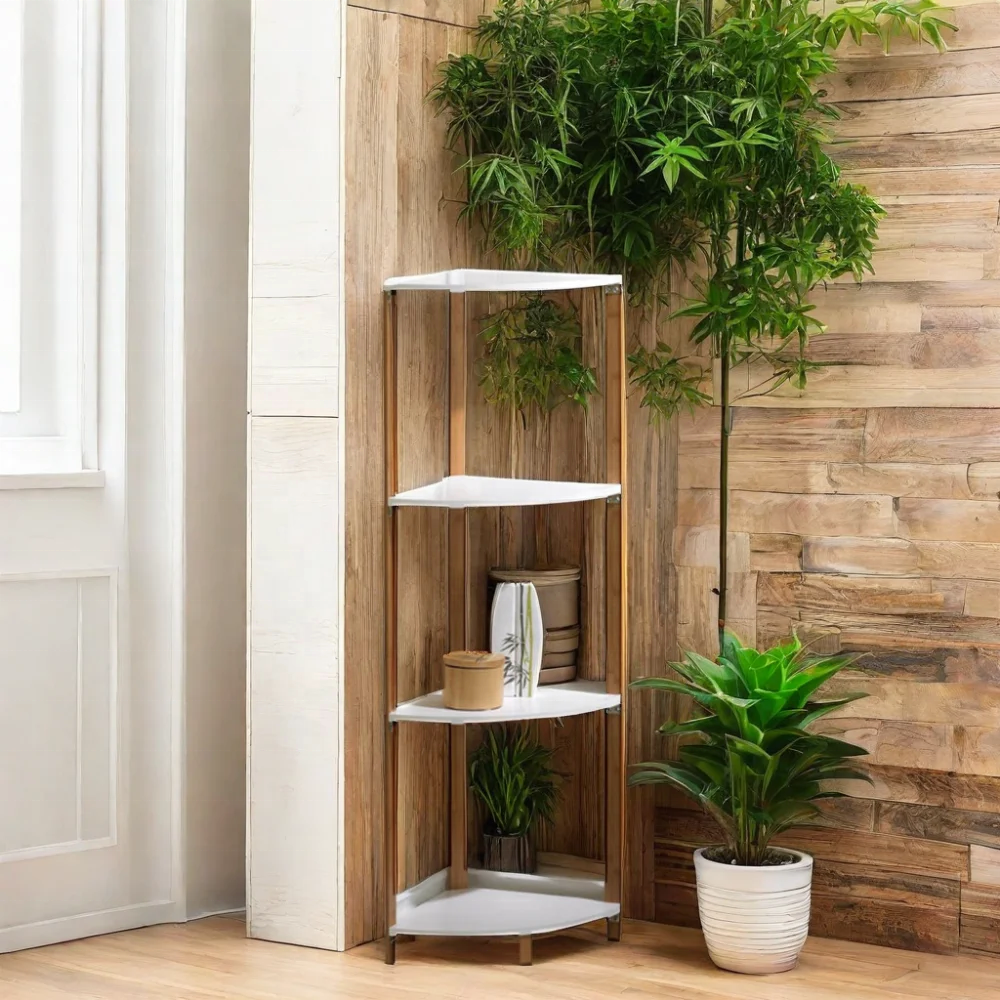 ZB BSCI White Bamboo 3-Tier Storage Rack Shelf for Bathroom and Living Room Factory Made Holders & Racks