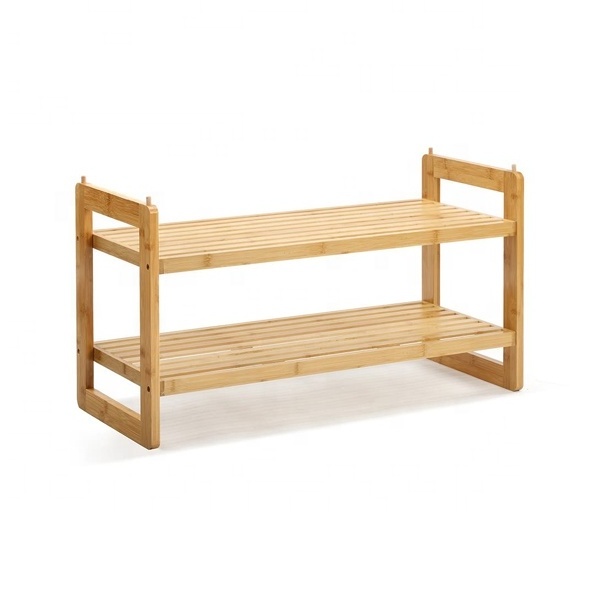 ZB BSCI Factory 2-Layer Bamboo Shoe Rack Simple and Modern Design for Home Entry Hotel or Apartment Use