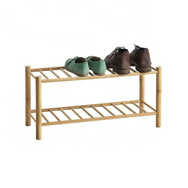 ZB BSCI Factory 2-Layer Bamboo Shoe Rack Simple and Modern Design for Home Entry Hotel or Apartment Use