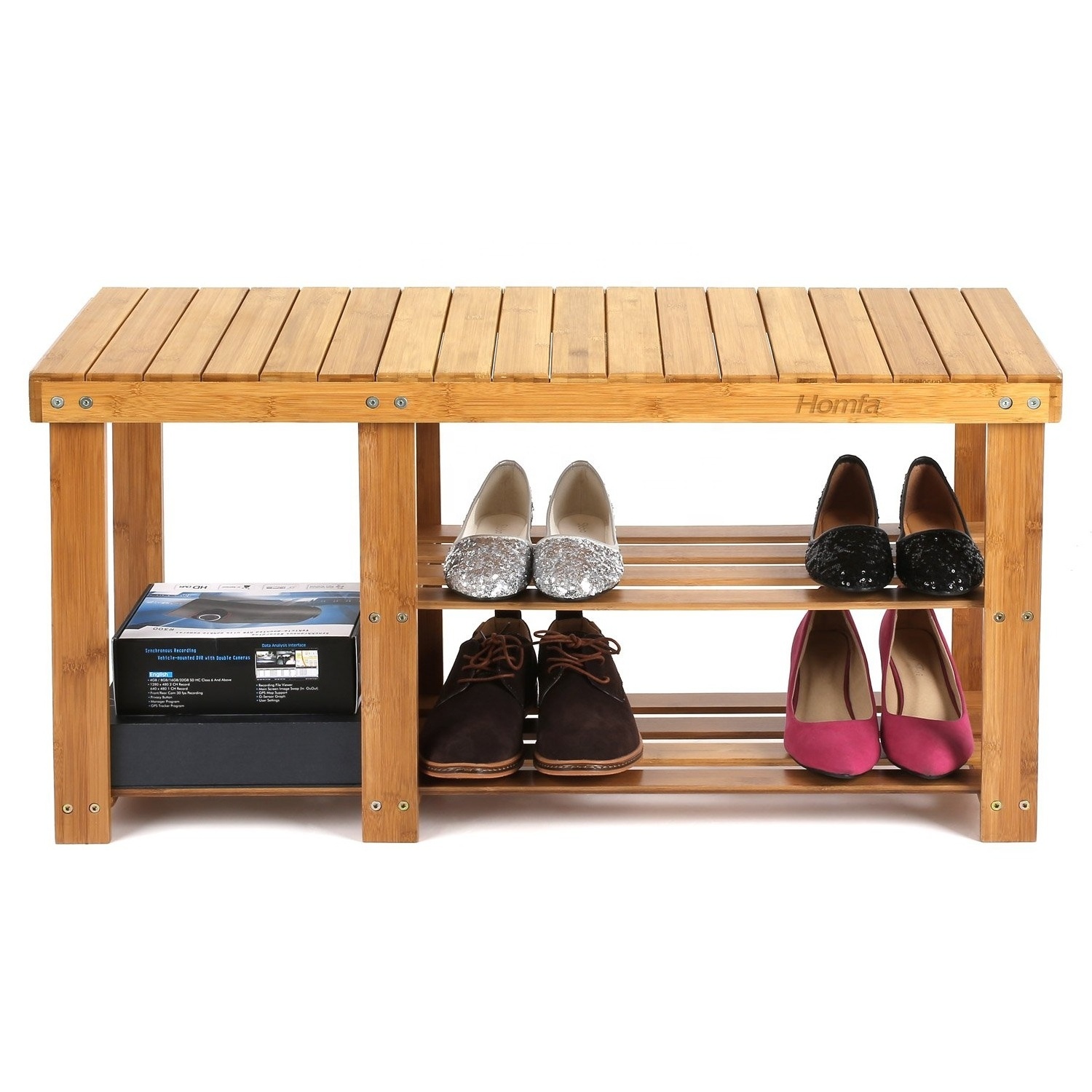 Bamboo Shower Seat Bench with Storage Shelf Towel Holder_BSCI Factory