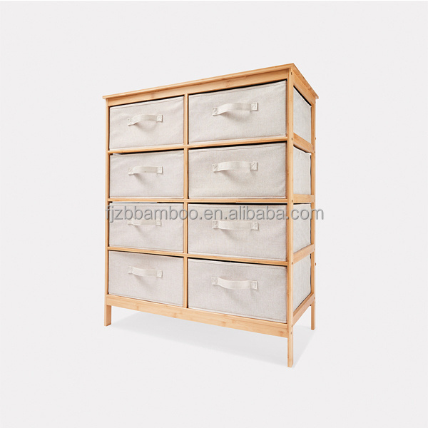 Bamboo Storage rack  with 8 Drawer Removable Fabric  for Bedroom, Office, Living Room, and Closet