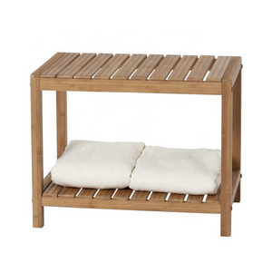 Bamboo Shower Seat Bench with Storage Shelf Towel Holder_BSCI Factory