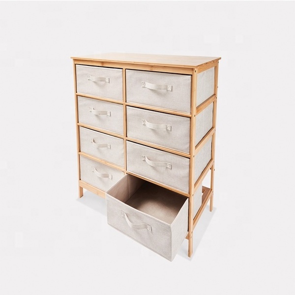 Bamboo Storage rack  with 8 Drawer Removable Fabric  for Bedroom, Office, Living Room, and Closet