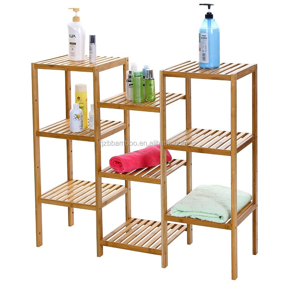 Bamboo Customizable Utility Shelf Bathroom Rack Plant Display Stand 9-Tier Storage Rack