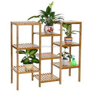 Bamboo Customizable Utility Shelf Bathroom Rack Plant Display Stand 9-Tier Storage Rack