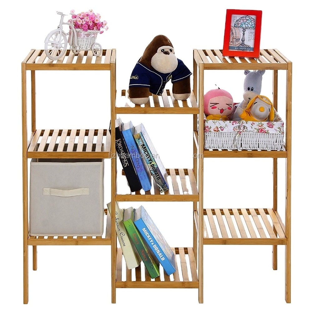 Bamboo Customizable Utility Shelf Bathroom Rack Plant Display Stand 9-Tier Storage Rack