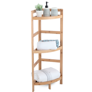 3 Tier Bamboo Corner Shelf for Living Room and Kitchen for Bathrooms