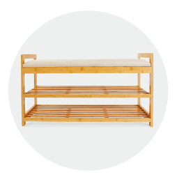 Bamboo Shoe Rack Bench Storage Organizer 3 Tier Entryway Storage Bench Shoes Organizer with Seat