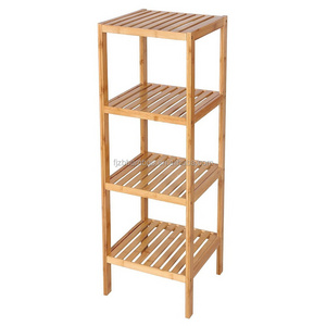 100% Bamboo Bathroom Shelf 4-Tier Multifunctional Storage Rack Shelving Unit