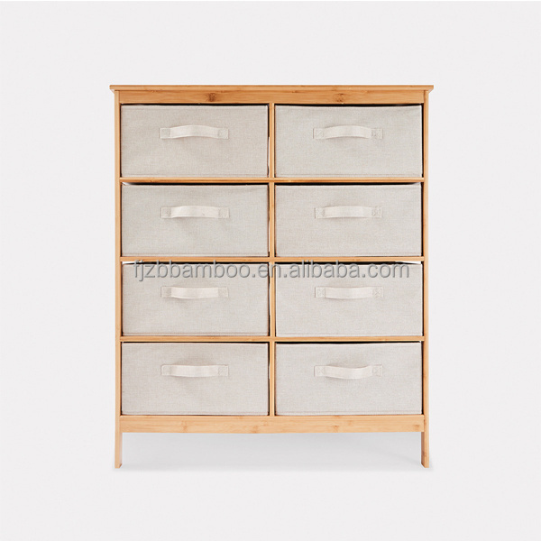 Bamboo Storage rack  with 8 Drawer Removable Fabric  for Bedroom, Office, Living Room, and Closet