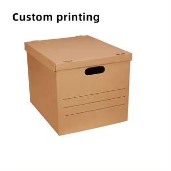 Custom Printing cardboard packaging mailing moving Office file storage shipping boxes corrugated box cartons With Handle