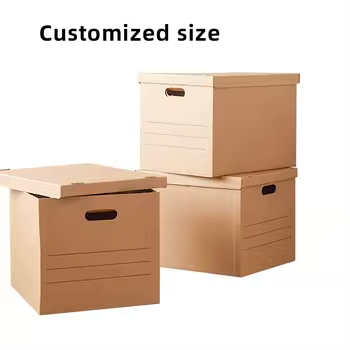 Custom Printing cardboard packaging mailing moving Office file storage shipping boxes corrugated box cartons With Handle