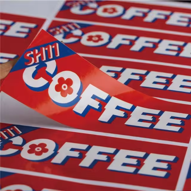 OEM ODM custom coffee tea beverage cup logo stickers , roll packaging vinyl round strong adhesive labels