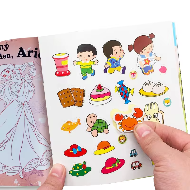 spot goods custom Full Printed for kids Color Custom Printing Children education Comic drawing stickers small Coloring book