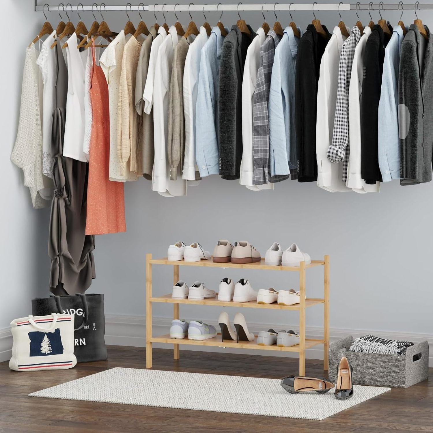 3-Tier Bamboo Shoe Shelf for Entryway and Bedroom