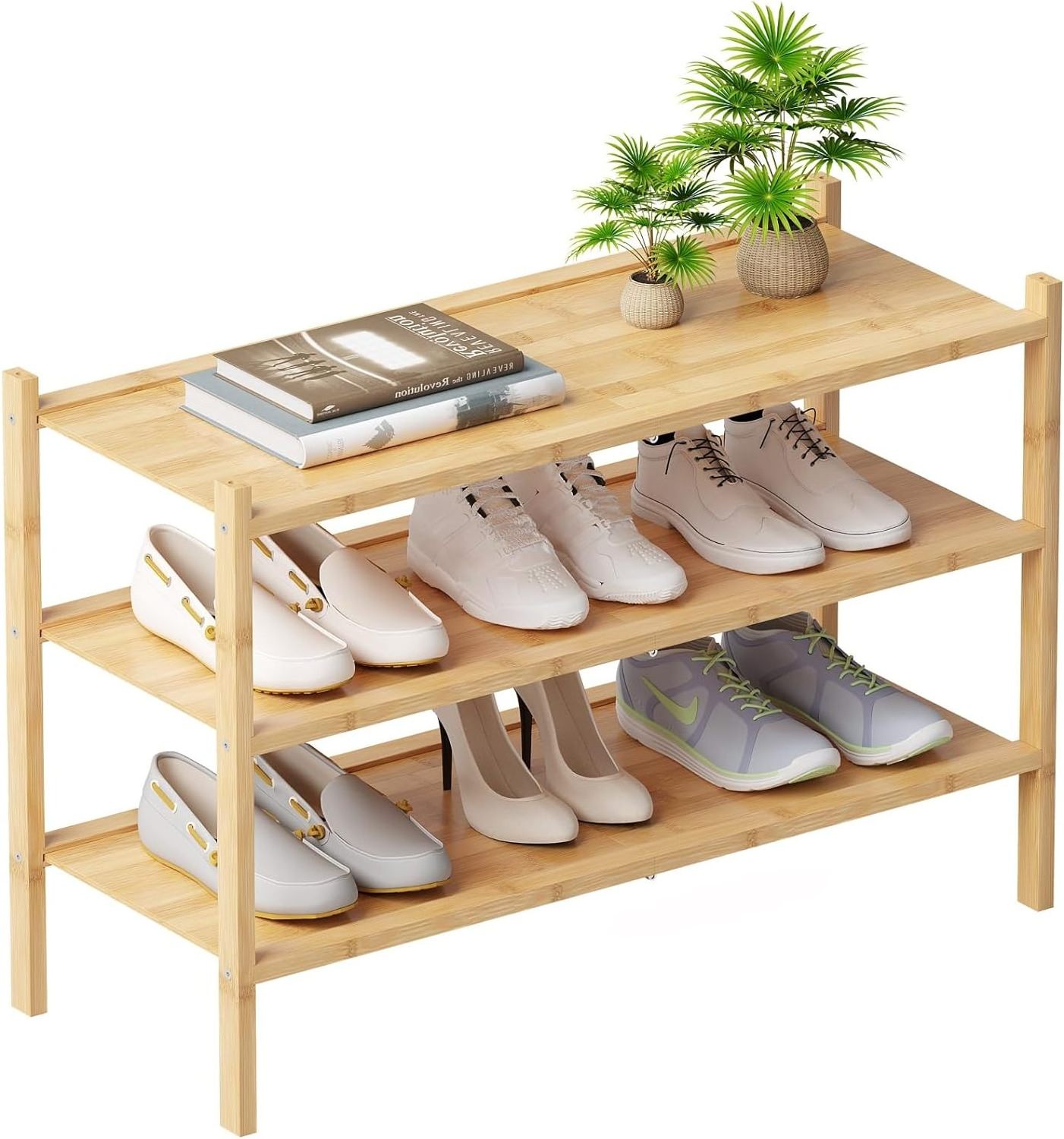 3-Tier Bamboo Shoe Shelf for Entryway and Bedroom