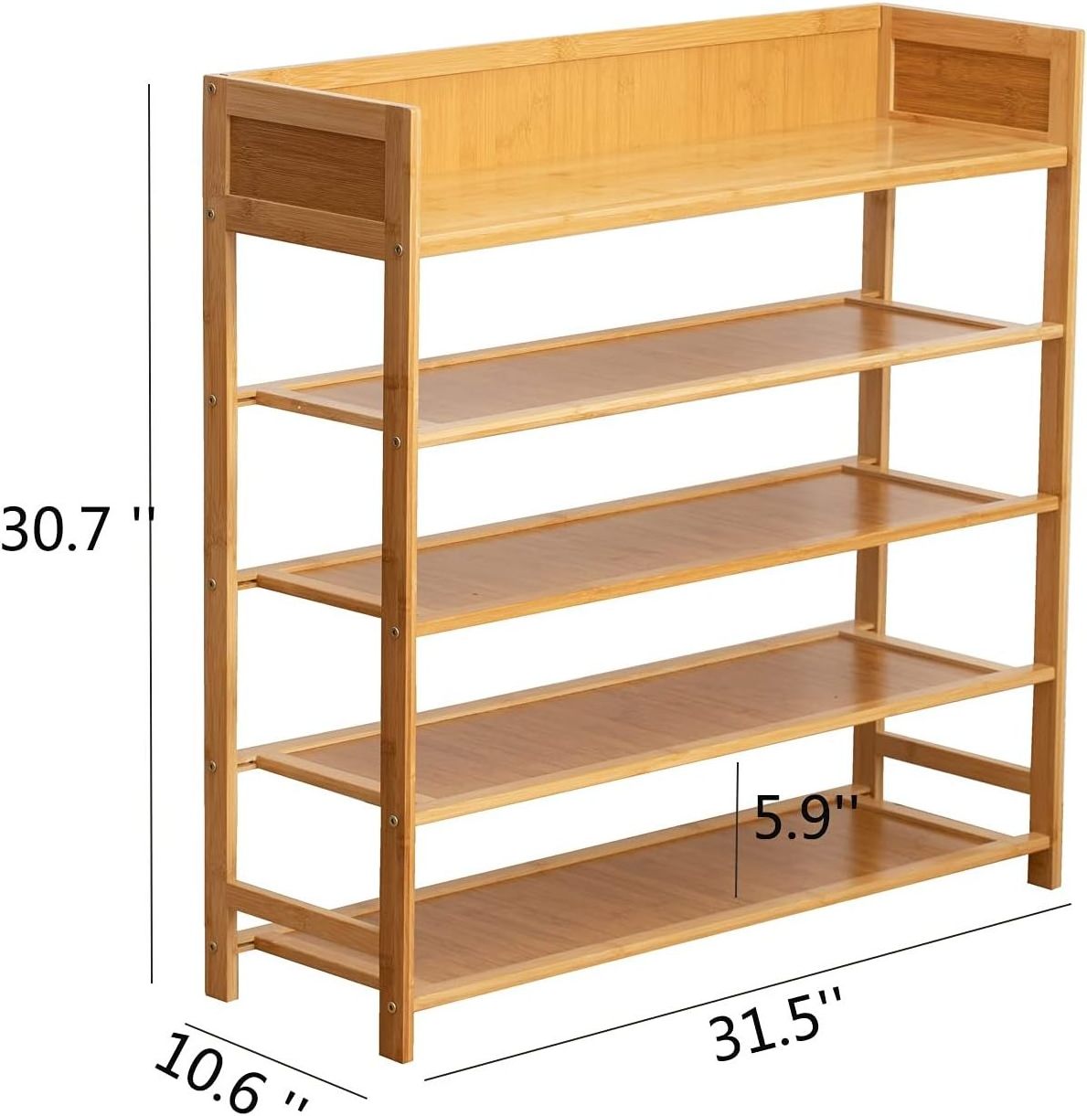 5 Tier Modern Bamboo Shoe Rack Organizer for Entryway Closet & Living Room Bathroom Storage Shelf