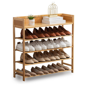 5 Tier Modern Bamboo Shoe Rack Organizer for Entryway Closet & Living Room Bathroom Storage Shelf