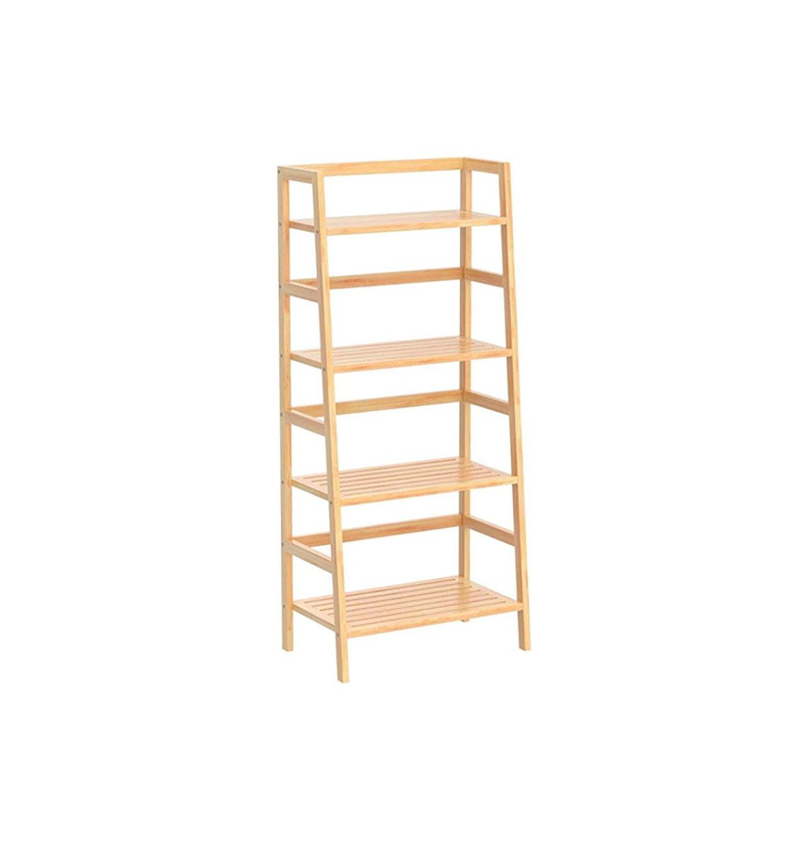 4 Tier Bamboo Ladder Shelf Freestanding Open Bookcase Book Shelf Bathroom Storage Shelf Unit Plant Stand for Living room