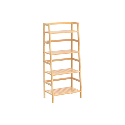 4 Tier Bamboo Ladder Shelf Freestanding Open Bookcase Book Shelf Bathroom Storage Shelf Unit Plant Stand for Living room