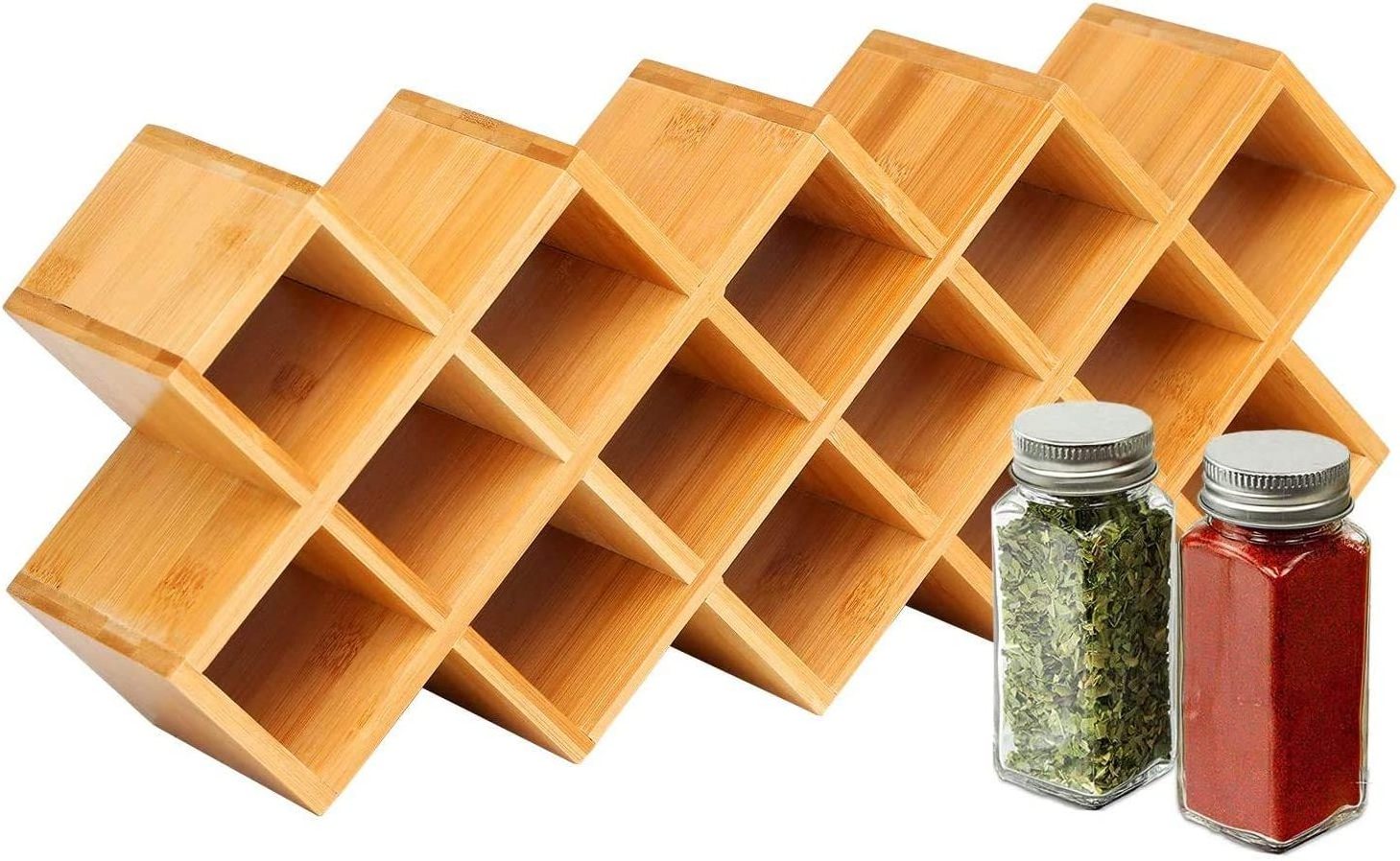 Bamboo Spice Rack,Spice Rack for Drawer,Spice Rack for Countertop,Countertop Spice Rack,Spice Drawer Organizer,Spice Shelf