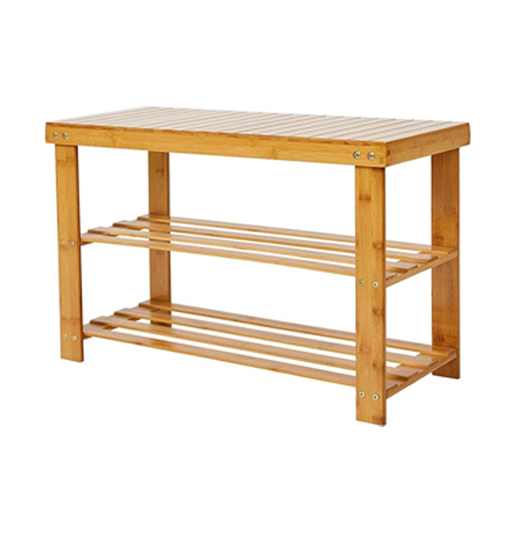 3-Tier Bamboo Shoe Rack Storage Bench For Home Furniture Use In Hallway Bathroom Living Room