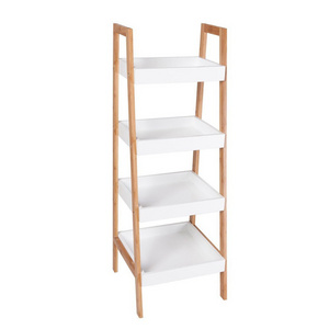 4 Tiers Bamboo Rectangle Storage Shelves for Home  Bamboo Shelf Wooden Cabinet Organizer