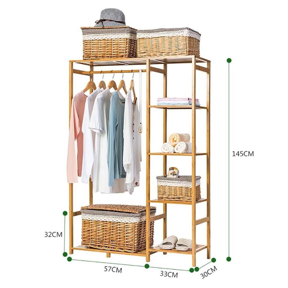 Multipurpose with 4 Tier Storage Shelves for Clothing  Modern Bamboo Coat Rack