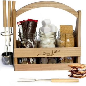 New arrival Smores Caddy - Wooden Display And Organizer For Your Smores Kit , Fire Pit Smore Kit