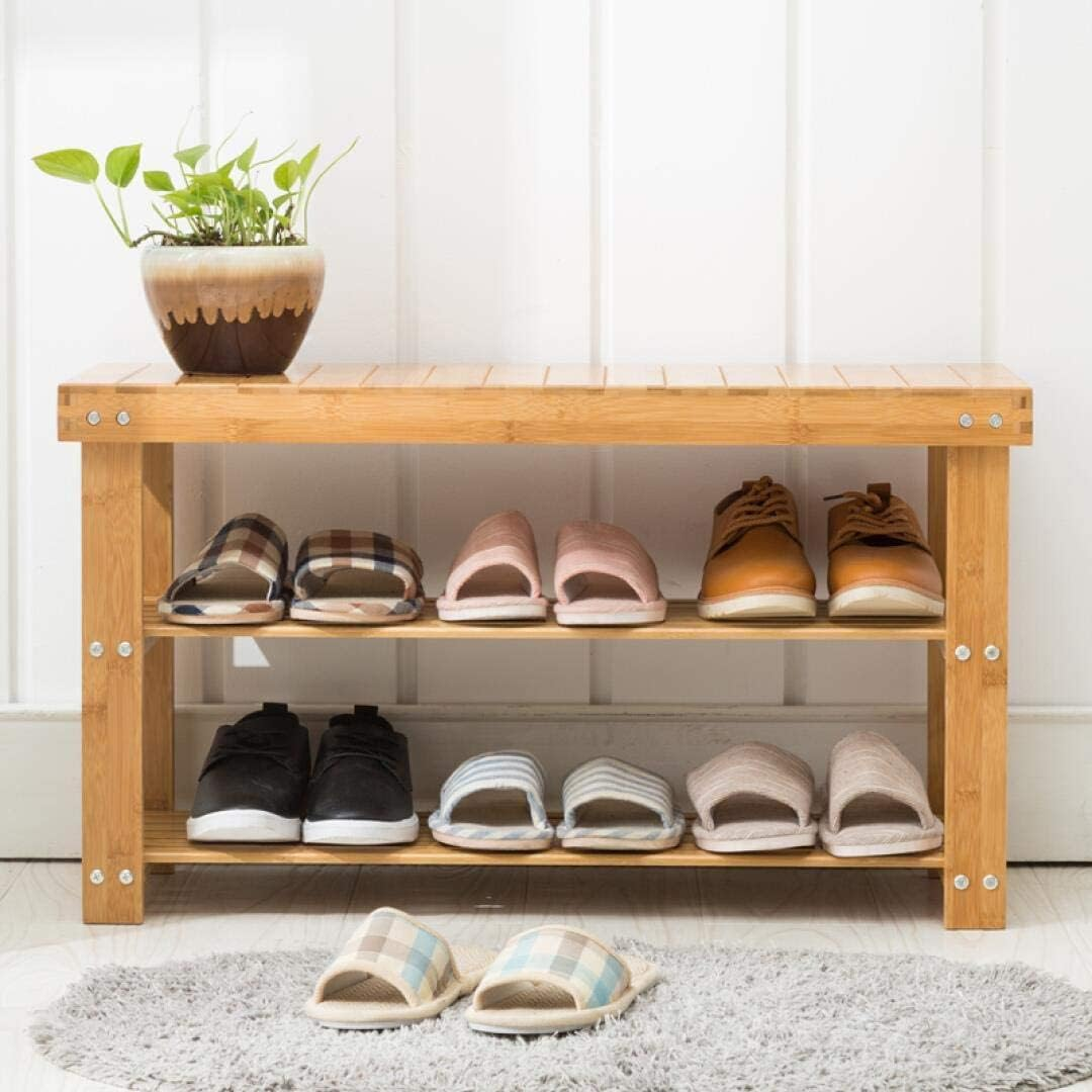 3-Tier Bamboo Shoe Rack Storage Bench For Home Furniture Use In Hallway Bathroom Living Room