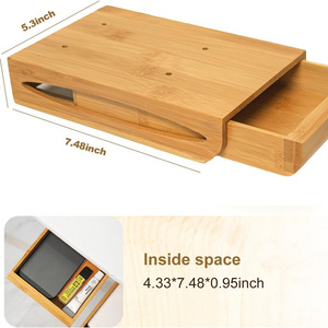 Wholesale 2 Pack Bamboo Under Desk Drawer for Organizer Slide Out,Natural Bamboo Desk Drawer for Bedroom,Office,Kitchen