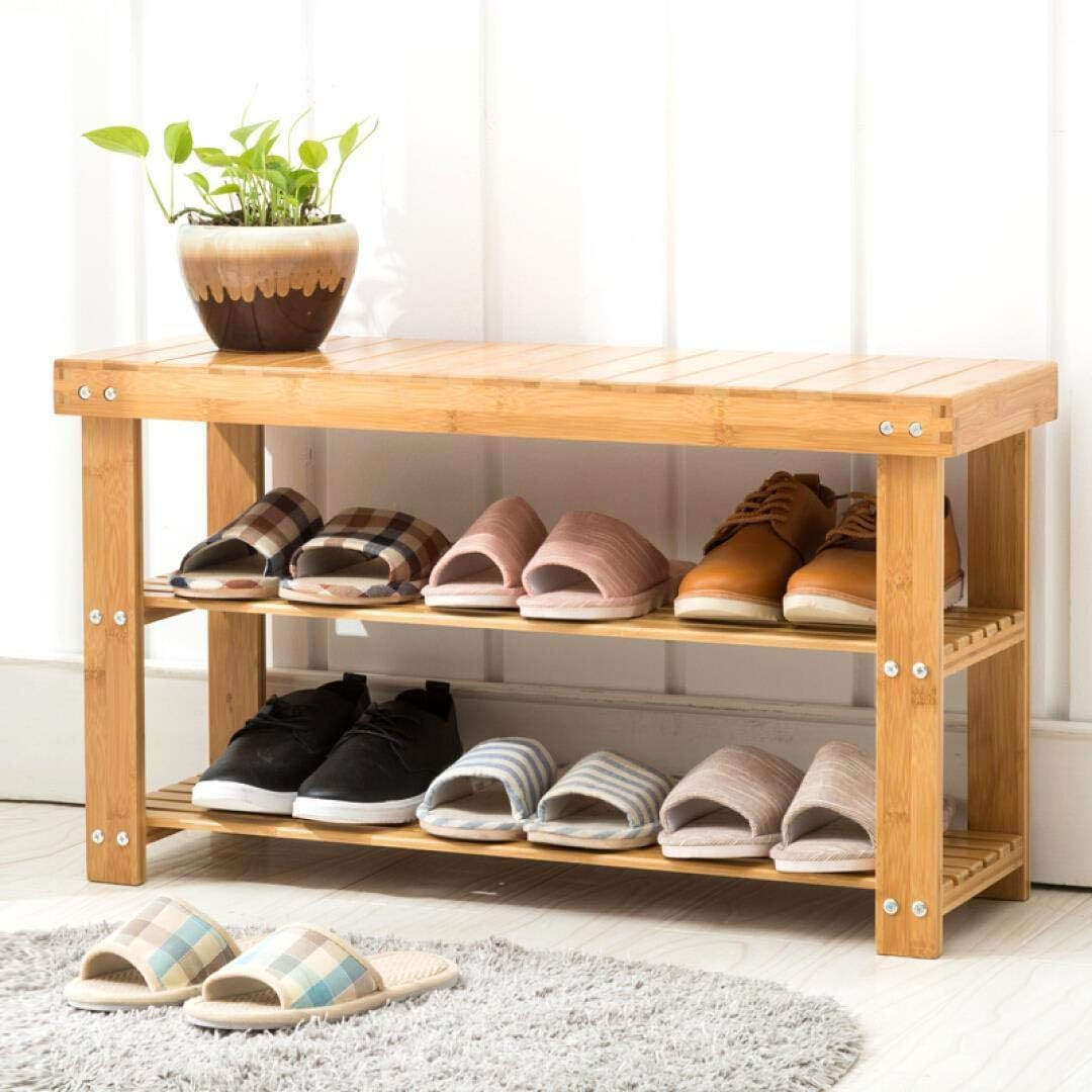 3-Tier Bamboo Shoe Rack Storage Bench For Home Furniture Use In Hallway Bathroom Living Room