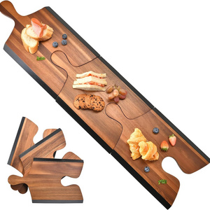 Acacia Wood Cheese Board,Acacia Board with Pizzle Handle,Puzzle Cheese Board,Personalized Charcuterie Board,Wooden Handle Board