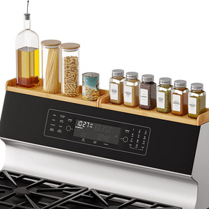 Bamboo Stove Top Magnetic Shelf with Labels Kitchen Organizer Over the Stove Spice Rack