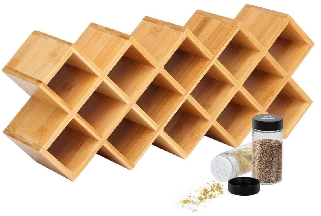 Bamboo Spice Rack,Spice Rack for Drawer,Spice Rack for Countertop,Countertop Spice Rack,Spice Drawer Organizer,Spice Shelf