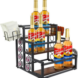 New Coffee Syrup Rack Organizer, 3 Tier Syrup Bottle Holder Stand for Coffee Bar,coffee syrup rack