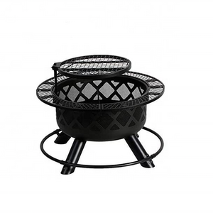 Wholesale Supply Portable Wood Burning Fire Pit with Cooking Grill High Quality Wrought Iron Fire Pit for Backyard Patio