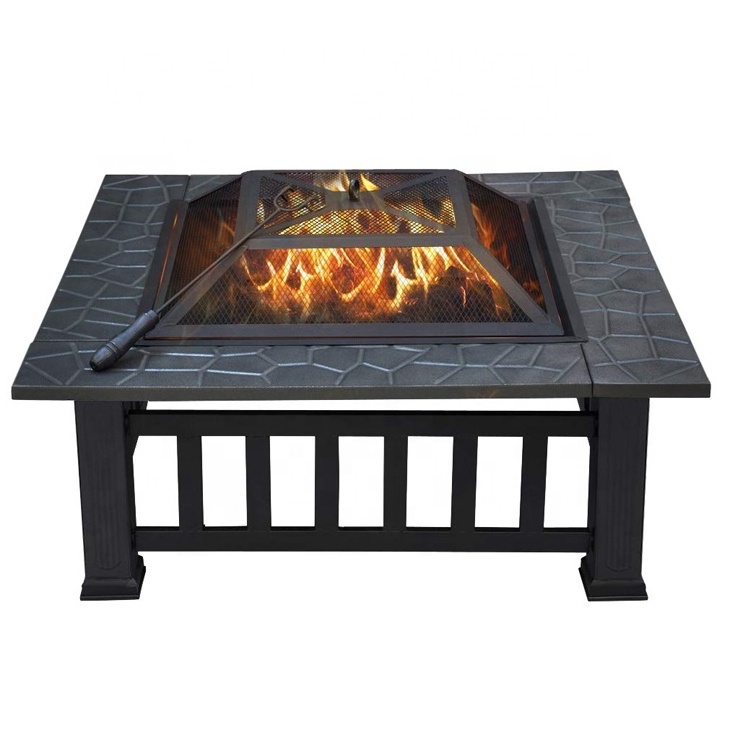 Modern HD Designs Outdoor Firepit Modern Wood Burning Stoves BBQ Pit Bonfire with Spark Screen and Fireplace Poker