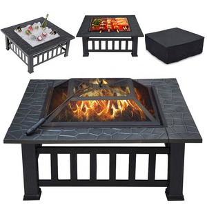 Modern HD Designs Outdoor Firepit Modern Wood Burning Stoves BBQ Pit Bonfire with Spark Screen and Fireplace Poker