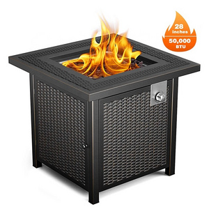 Propane Fire Pit Table Outdoor Companion Gas Fire Pit Table with Cover Strong Striped Steel Surface Stove