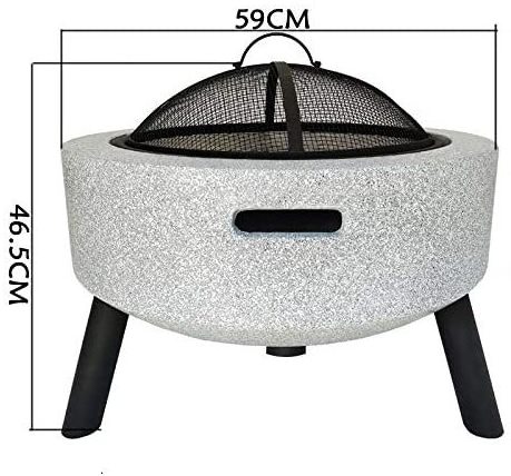 ZHONGPIN White or Black Patio Wood Burning Fire Pits Bowl BBQ Grill Firepit  Spark Screen Cooking Grid Poker