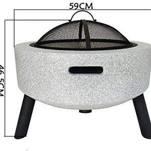 ZHONGPIN White or Black Patio Wood Burning Fire Pits Bowl BBQ Grill Firepit  Spark Screen Cooking Grid Poker