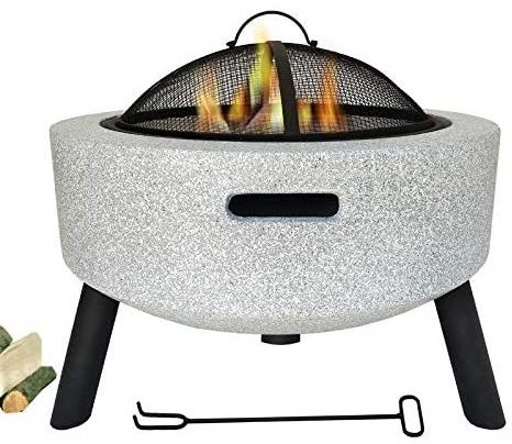 ZHONGPIN White or Black Patio Wood Burning Fire Pits Bowl BBQ Grill Firepit  Spark Screen Cooking Grid Poker