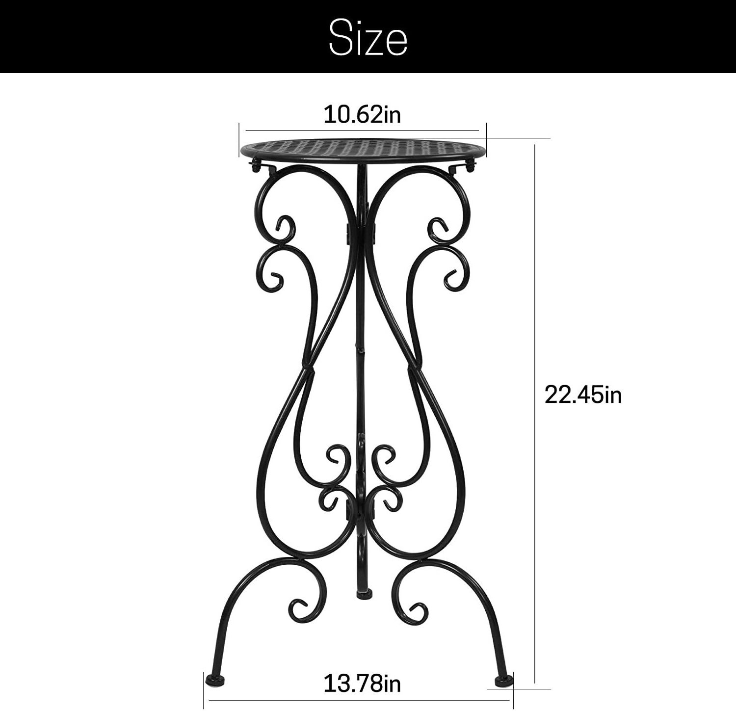 2 Pack Outdoor Wrought Iron Tall Plant Stand Flower Pot Display Holder For Home Garden Decoration