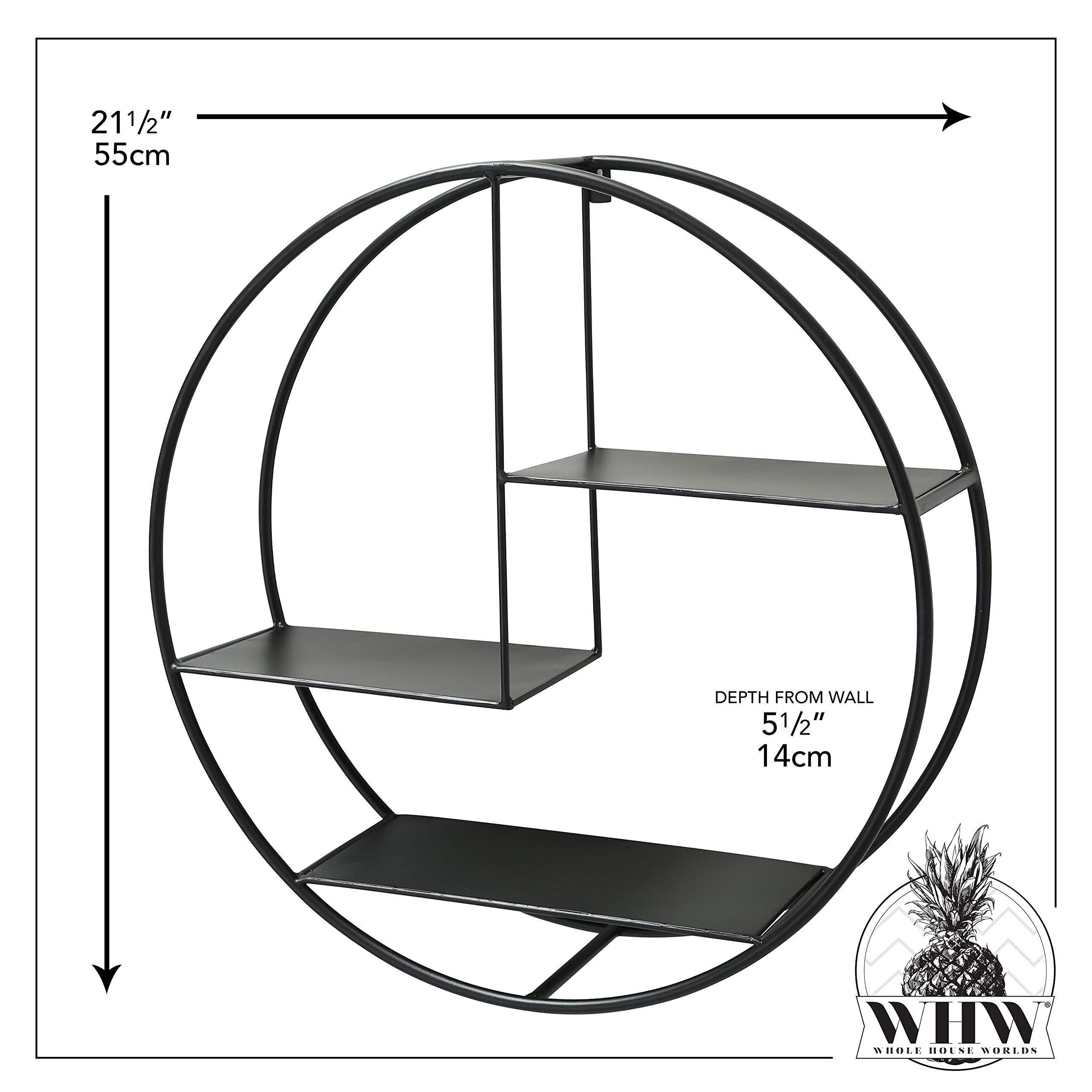 Wall Mounted Round Shelf Contemporary Circle Metal Floating Shelves for Living Room Bedroom