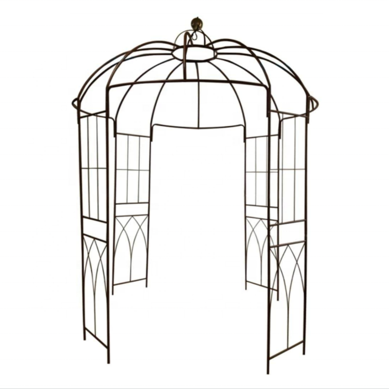 Industrial French Style Birdcage Shape Heavy Duty Gazebo Wrought Iron Decorative Garden Arch Arbor for Wedding Climbing Plant