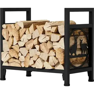 3 Feet Firewood Racks, Heavy Duty 30 Inch Tall Wood Storage Log Rack Holder with Kindling Holder for Indoor Outdoor