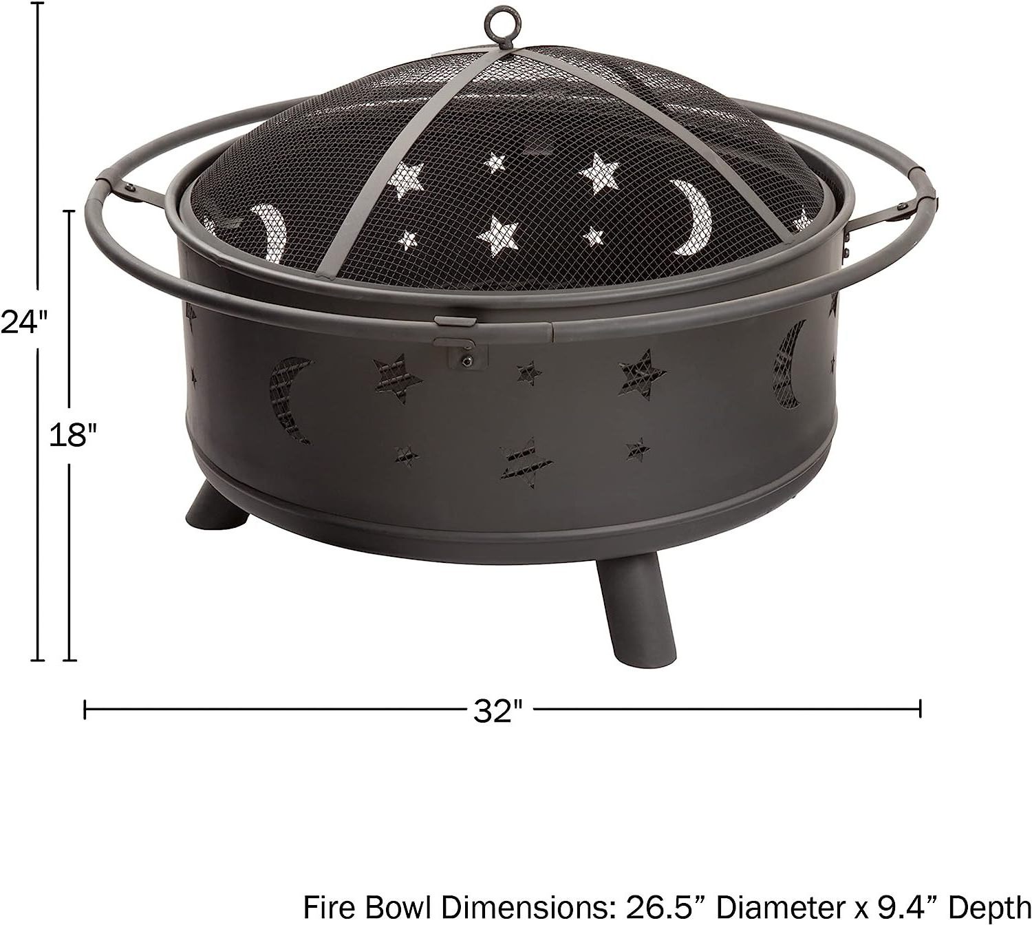 30 Inch Fire Pit Set, Wood Burning Pit - Includes Screen, Cover and Log Poker- Great for Outdoor and Patio